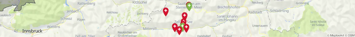 Kartenansicht für Apotheken-Notdienste in der Nähe von Kaprun (Zell am See, Salzburg)